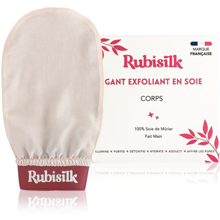 Rubisilk - Gants Exfoliants 100% Soie de Mûrier pour le Corps - Gommage doux et naturel sans douleur - Élimine peaux mortes