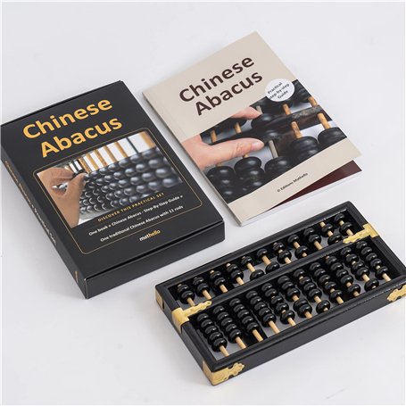 Chinese abacus with book | Wooden abacus | Counting tool | Vintage | Excellent for practicing mental calculation | Math tool | M