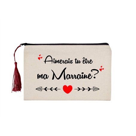Trousse/Pochette Aimerais tu être ma Super Marraine? 100% Coton