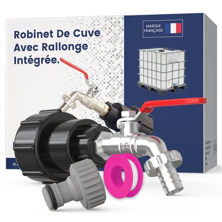 Robinet Cuve 1000L 1/2 S60X6 IBC- Extension Intégrée,raccord cuve 1000 litres,conçu et spécialement adapté à l'utilisation des