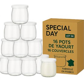 16 Pots Yaourt en Verre avec Couvercles Hermetique