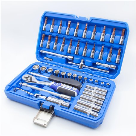 S-TECHNIC Coffret de Douilles - Embouts et Cle a Cliquet 1/4" Coffret a Douilles Etoile-Torx- Douille longues