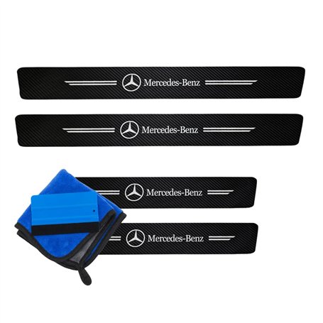 ODOKIT Seuil De Protection Fibre De Carbone Noir - Compatible avec Mercedes Classe A B C E GLA GLC - Accessoires 4 Pièces - Faci
