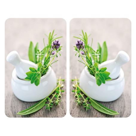 WENKO Plaque de Protection Cuisson en Verre trempé Herbes Lot de 2