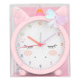 Depesche 13527 Ylvi-Réveil en rose pour enfants, avec motif licorne, oreilles et corne, horloge silencieuse avec fonction lumièr