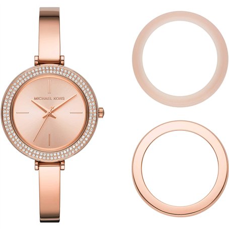 Michael Kors Montre Quartz Femme 36.00mm avec Cadran Rose analogique et Bracelet en Bracelet en Acier Or Rose MK4435