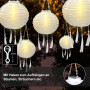ovitec Lampion solaire style bohème blanc | Décoration de fête | Style vintage | Lampions d'extérieur résistant aux intempéries