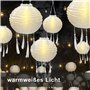 ovitec Lampion solaire style bohème blanc | Décoration de fête | Style vintage | Lampions d'extérieur résistant aux intempéries