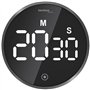 technoline Minuteur Moderne - Compte à rebours - Numérique - Rond - Éclairage (ECO) Tactile - Noir Brillant
