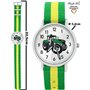 Pacific Time Montre-bracelet pour enfant garçon tracteur pour enfant - Vert - Bracelet textile vert jaune - Aiguilles lumineuses