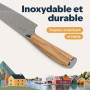 kjøk Premium Couteau de chef professionnel 20cm dureté 58±2 HRC avec etui et manche en bois d’olivier – couteau de cuisine japon