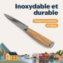 kjøk Premium Couteau de cuisine petit professionnel lame de 13cm avec étui et manche en bois d'olivier, dureté 58±2 HRC style co