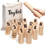 Toyfel Tölky Jeu de Quilles en Bois Finlandais - Jeu de Plein Air de 2 à 4 Joueurs - Echecs Suédois en Bois Écologique FSC® Jeu