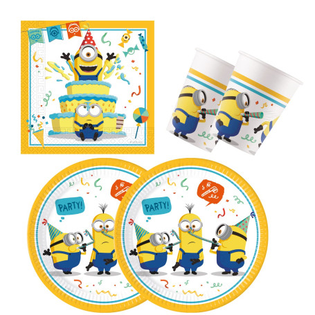 Procos 10137423 – Set de fête S Minions : Rise of Gru – Lot de 52 pièces – 16 assiettes