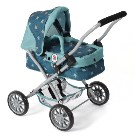 Bayer Chic 2000® Poussette de poupée Smarty - Étoiles Turquoise - Pliable - avec Capote