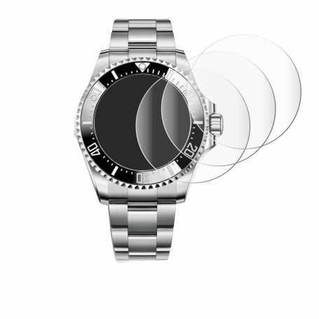 savvies (4 Pièces Full-Screen Ecran Protection pour Rolex Sea-Dweller Deepsea (44 mm) Full Cover Film Protection 3D Curved [Couv
