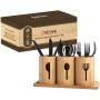 Nakass Porte-couverts en bambou 4 pièces en bois - Organisateur d'ustensiles de cuisine pour décoration de table à manger - Réci