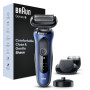 Braun Series 6 61-B4500cs Rasoir Électrique Pour Homme Avec Accessoire Tondeuse À Barbe EasyClick, Base De Recharge, SensoFlex, 
