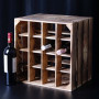 Bois flammé - Casier à Bouteilles 16 Compartiments | Stockage et décorati