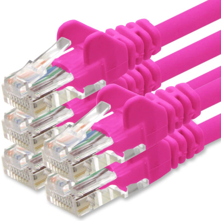 1aTTack.de Câble Réseau Cat6 Cat 6-5X 2m - RJ45 Ethernet LAN DSL Routeur Modem - Magenta