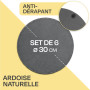 Praknu Assiette en Ardoise Ronde de 30 cm - Lot de 6 - Pour Servir ou Décorer - Pierre Naturelle - Antidérapante