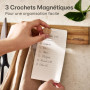 Praknu Porte Couteaux Aimanté Autocollante - 40 cm en Bois d’Acacia – Avec 3 Crochets Magnétiques - Barre Murale pour Jusqu’à 8