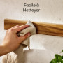 Praknu Porte Couteaux Aimanté Autocollante - 40 cm en Bois d’Acacia – Avec 3 Crochets Magnétiques - Barre Murale pour Jusqu’à 8