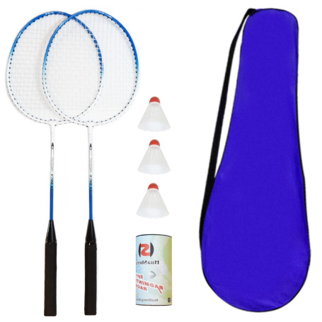 O&W Security Lot de 2 Raquettes de Badminton avec 3 Balle à Ressort et Sac à Raquettes pour Toute la Famille