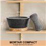 Tortillada - XXL Ensemble mortier et pilon de 16 cm en granit naturel avec base en bois anti-rayures Moulin à épices et à herbes