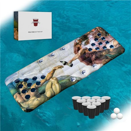 RedCupShop® Matelas Gonflable XXL avec 25 gobelets et 3 balles