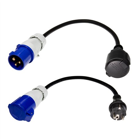 Afeld Elektro Lot de 2 adaptateurs CEE mâle vers fiche Schuko vers prise CEE 230 V 16 A pour camping et camping-car