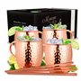 Vezato Verre Moskau Mule [500ml] - Verre en cuivre pour Moskau Mule avec pailles - Verre moscow mule fait main [4 pièces] - Inox