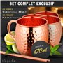 Vezato Verre Moskau Mule [500ml] - Verre en cuivre pour Moskau Mule avec pailles - Verre moscow mule fait main [4 pièces] - Inox