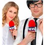MIMIKRY Breaking News Microphone Reporter Rouge avec inscription News Channel Accessoire de costume Haut-parleur de message Micr