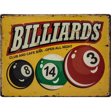 Grande plaque en tôle gaufrée 40 x 30 cm – Billard