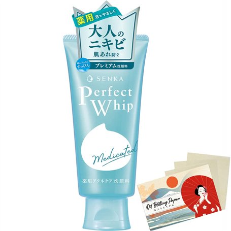 Senka Perfect Whip Acne Care Facial Ｗash - 120g Blotting Paper Set