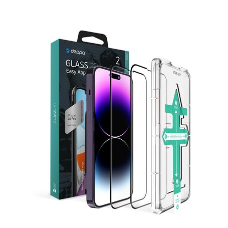 Deppa [2 pièces pour Iphone 14 Pro (6.1') Verre Trempé [Couverture Complète] Avec Kit d’Installation Facile sans bulles