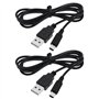 EMSea Lot de 2 câbles de charge USB de rechange compatibles avec Nintendo DSI/3DS/3DS XL/3DS XL/3DS LL Noir