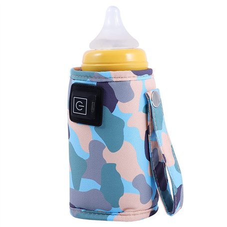 Niukuyu Universel USB Chauffe- Lait Poussette Voyage Sac Isotherme Portable Allaitement Biberon Chauffe Camouflage-Bleu