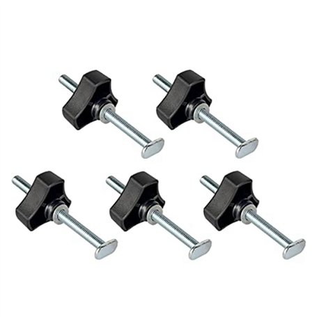 Fowecry Lot de 5 Boulons de Rail en T M8 Kit de Bouton Boulons à Fente en T de 4 Pouces avec Rondelles Accessoires de Rail en T