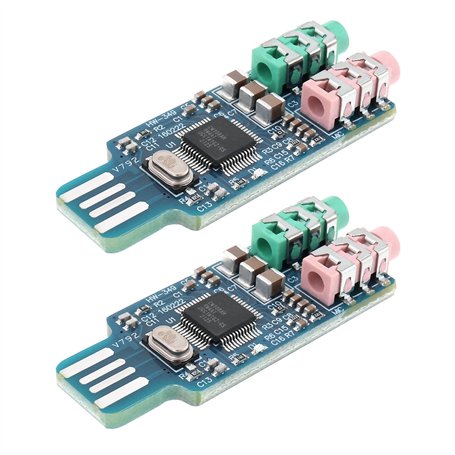 eMagTech Lot de 2 cartes son USB CM108 avec puce - Carte son stéréo externe pratique - Pour ordinateur portable - 49 x 19 x 8 mm