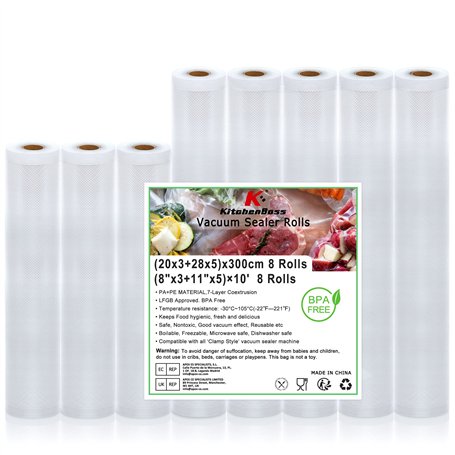 KitchenBoss Sac Sous vide Alimentaire:Rouleau Sous Vide Alimentaire sans BPA pour Appareil Sous Vide