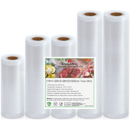 KitchenBoss Sac Sous Vide Alimentaire:Rouleau Sous Vide Alimentaire sans BPA pour Machine Sous Vide