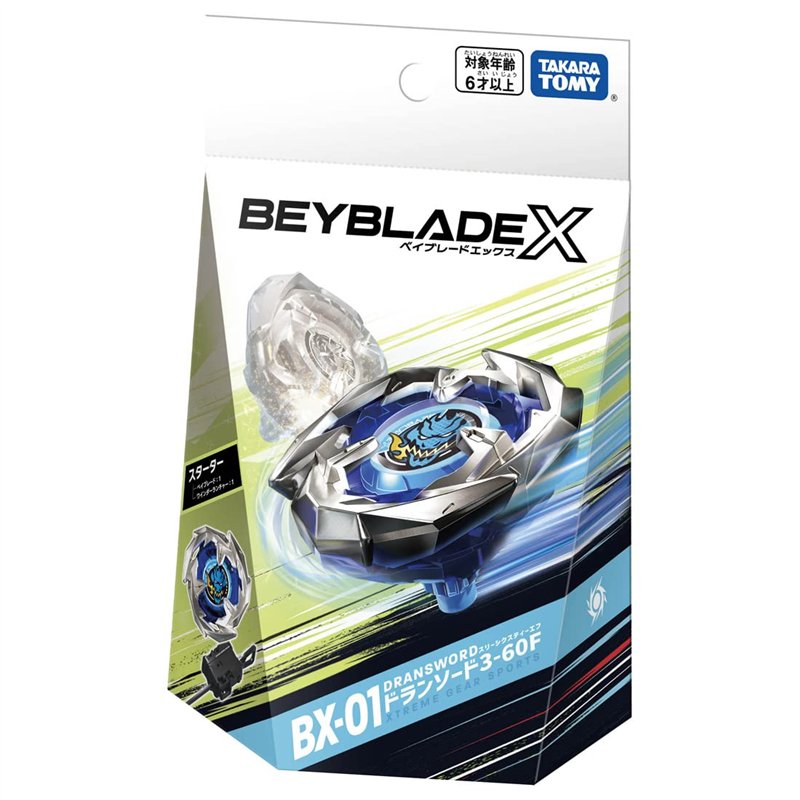 Beyblade X Starter Dransword 3-60F BX-01 – Kit Complet Avec Lanceur TAKARA TOMY, Stade Non Inclus