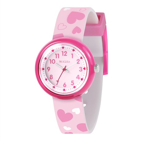 Tikkers Montre analogique pour enfant avec bracelet en forme de cœur Rose