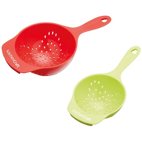 KitchenCraft Healthy Eating Plastic Mini Colander Set - Red/Green (Pack of 2)