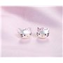 findout Dames en Argent Sterling Bonjour Kitty Chat Amour Boucles d'oreilles de Mode, pour Les Femmes Filles Enfants. (f1759), A