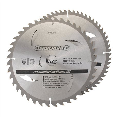 Silverline - 991704 - Lot de 2 - Lames Scie Circulaire Carbure de Tungstène