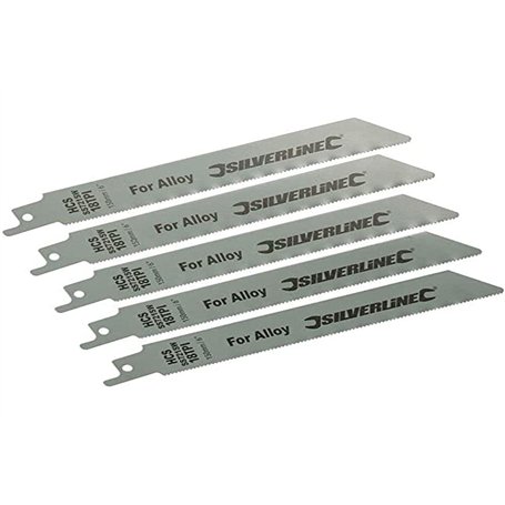 Silverline 456919 Ensemble 5 lames de scie sabre 18 TPI 150 mm