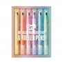 Tinc Lot de 6 surligneurs métallisés avec impression roller - Différents designs - Double pointe - Six couleurs au choix